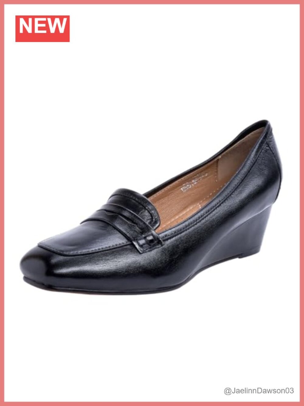 Women's Leather Square Toe Wedge Pump Office Dress Shoes